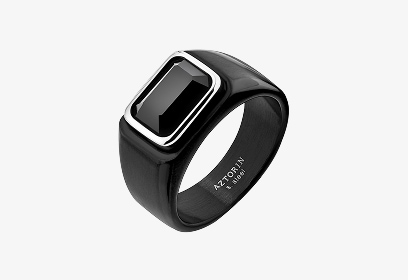 Sygnet ze stali szlachetnej ze szklanymi detalami