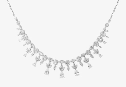 Kolia z białego złota z kamieniami