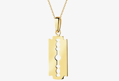 Złota zawieszka w kształcie żyletki