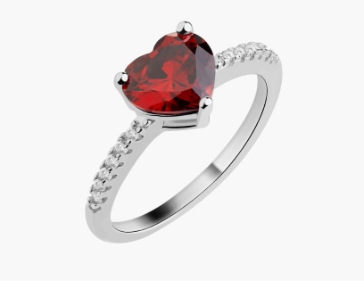 Pierścionek srebrny z cyrkoniami - serce