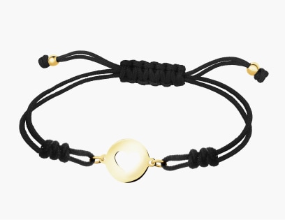 Czarna bransoletka z elementami złota - sznurek
