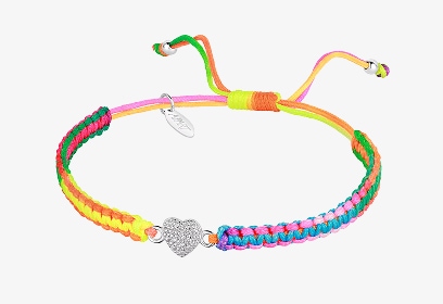 Bransoletka z elementami srebra i cyrkoniami - serce