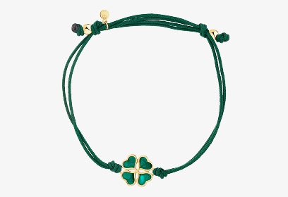 Bransoletka z elementami srebra i emalią - koniczyna