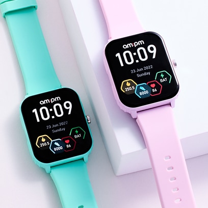 AM:PM Smartwatch dla dzieci w kolorze niebieskim i różowym