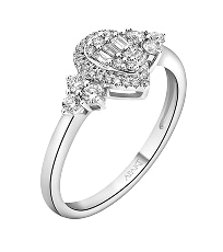 Pierścionek z białego złota z diamentami