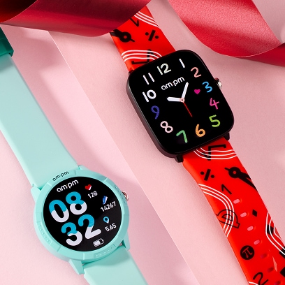 AM:PM Smartwatch dla dzieci w kolorze niebieskim i pomarańczowym