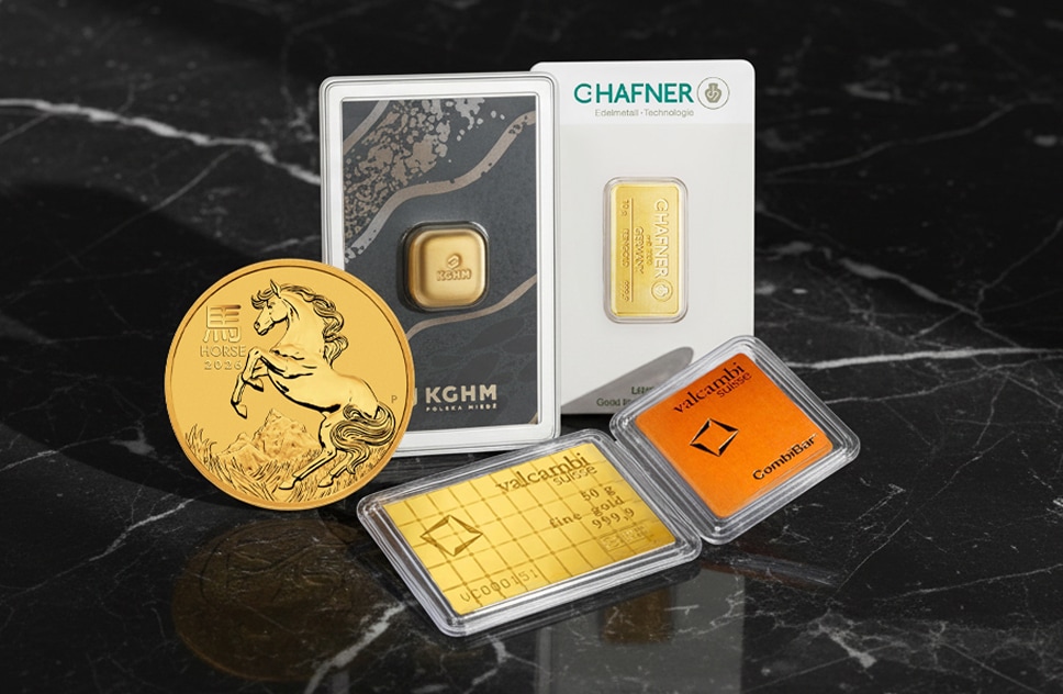 Złote sztabki i moneta - Mennica Apart
