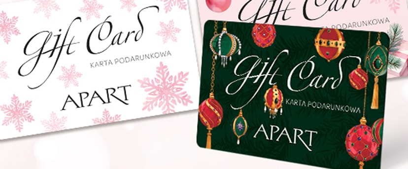 Karty podarunkowe w różnej kolorystyce