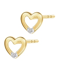 Kolczyki z żółtego złota z diamentami - serca