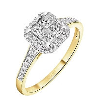 Pierścionek z żółtego i białego złota z diamentami