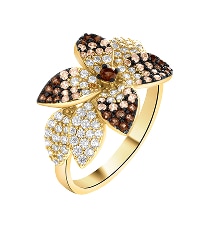 Pierścionek srebrny z cyrkoniami - kwiaty