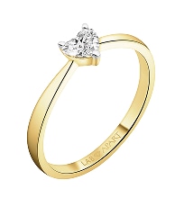 Pierścionek z żółtego złota z brylantem w kształcie serca