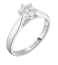 Pierścionek z białego złota z brylantami