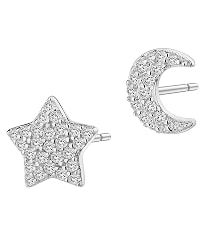 Srebrna kolczyki - gwiazda, księżyc