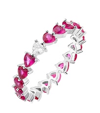 Srebrny pierścionek zdobiony cyrkoniami w kształcie serc