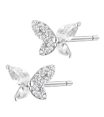 Srebrne kolczyki z cyrkoniami - motyl