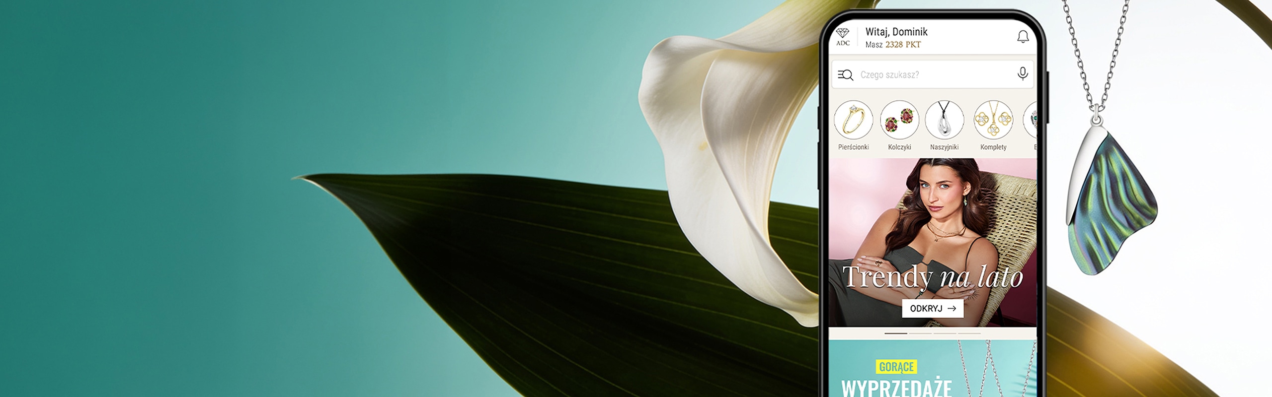 Aplikacja ADC wyświetlona na smartphonie