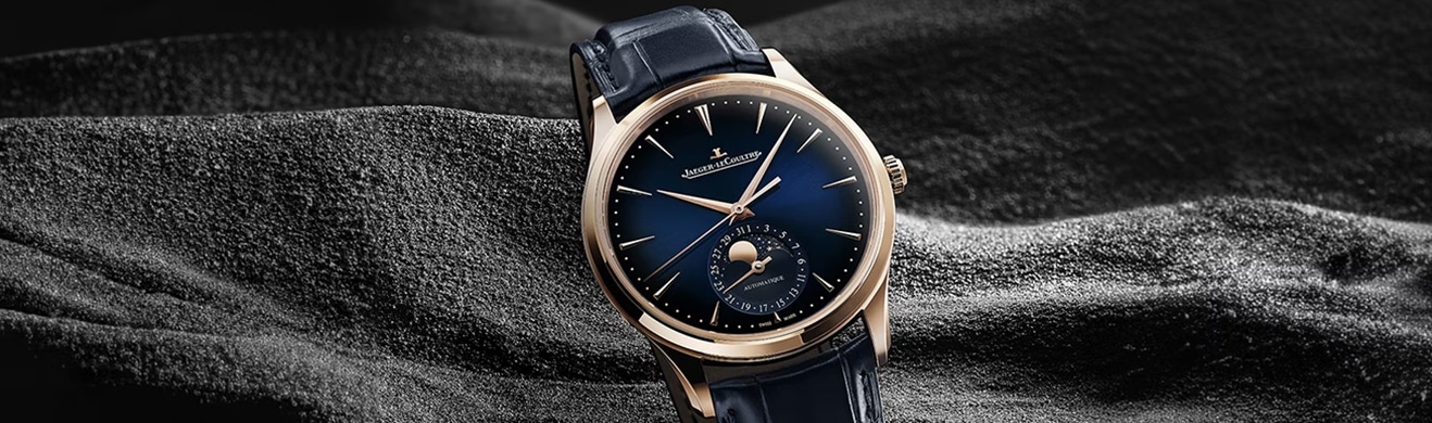Zegarek marki Jaeger-LeCoultre - pasek skórzany w kolorze granatu