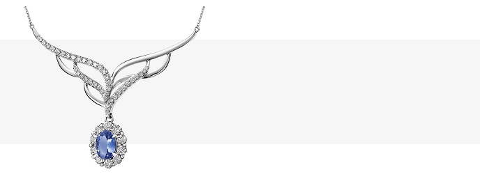 Naszyjnik z białego złota brylantami i tanzanitem