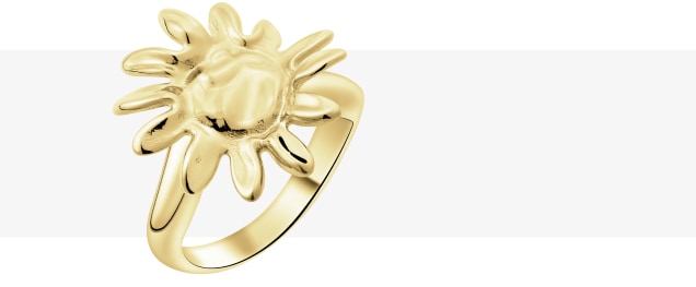 Pozłacany pierścionek z motywem słońca