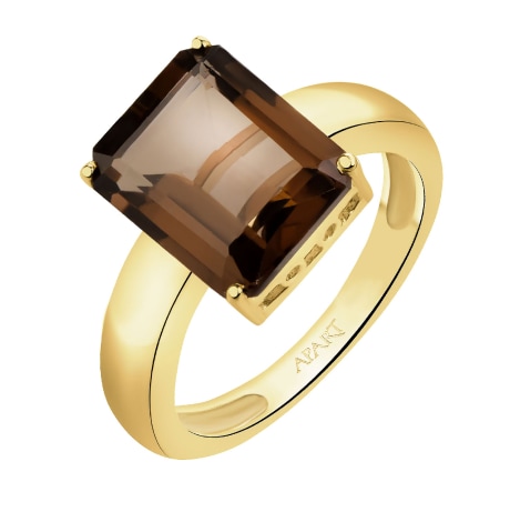 Złoty pierścionek z kwarcem