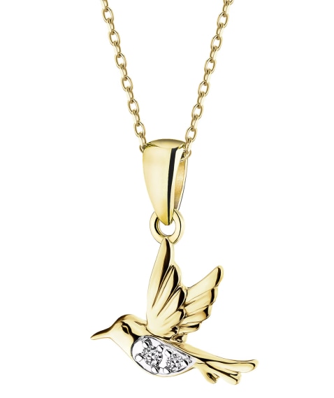 Zawieszka z żółtego złota z diamentami - koliber