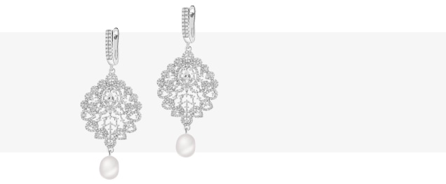 Kolczyki srebrne z cyrkoniami i perłami