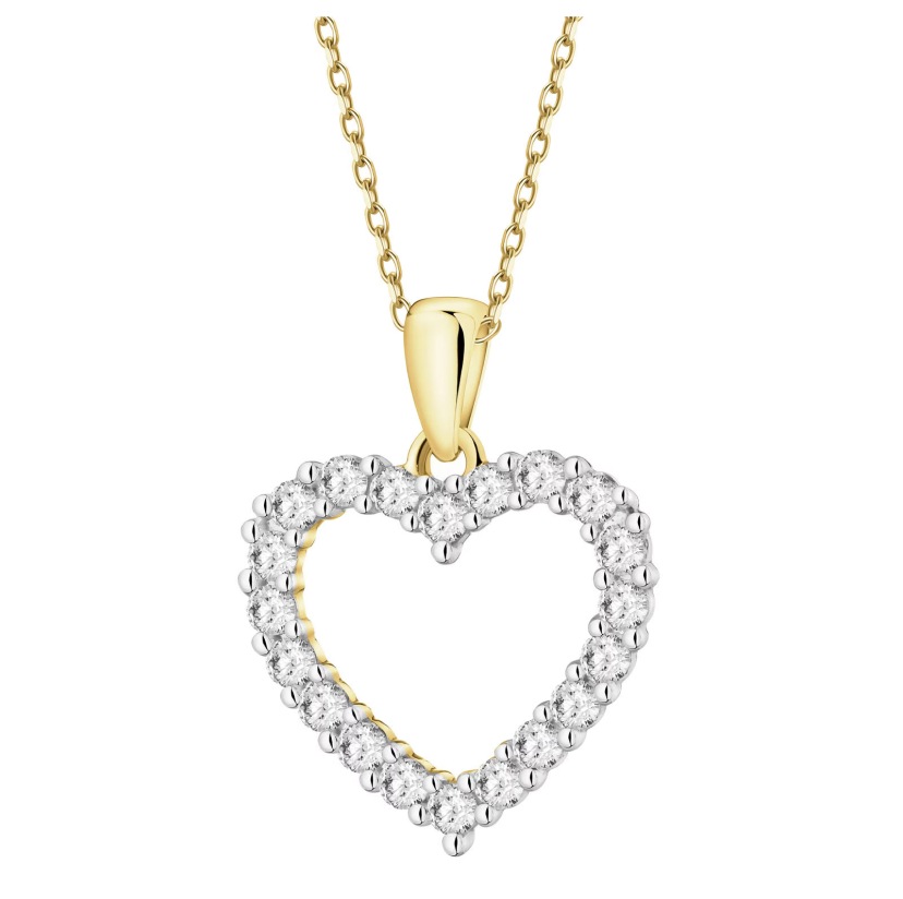 Zawieszka z żółtego złota z brylantami laboratoryjnymi - serce