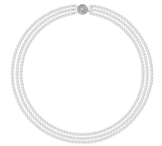 Naszyjnik srebrny z perłami - rozeta
