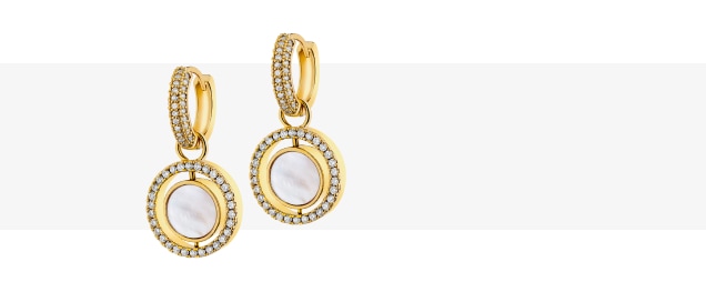 Kolczyki z mosiądzu pozłacane z masą perłową