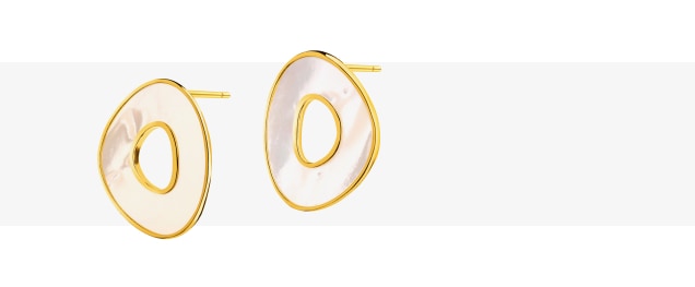 Kolczyki z mosiądzu pozłacane z masą perłową