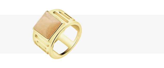 Pierścionek z mosiądzu pozłacany z kalcytem