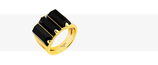 Pierścionek z mosiądzu pozłacany z agatami