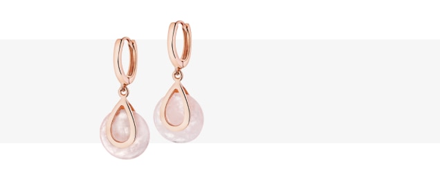 Kolczyki z mosiądzu pozłacane z różowym kwarcem