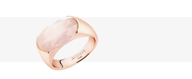 Pierścionek z mosiądzu pozłacany z różowym kwarcem