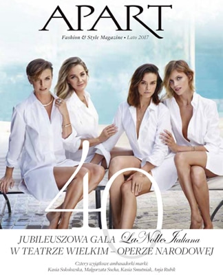 Magazyn Apart - na okładce Kasia Sokołowska, Małgosia Socha, Kasia Smutniak, Anja Rubik w białych koszulach