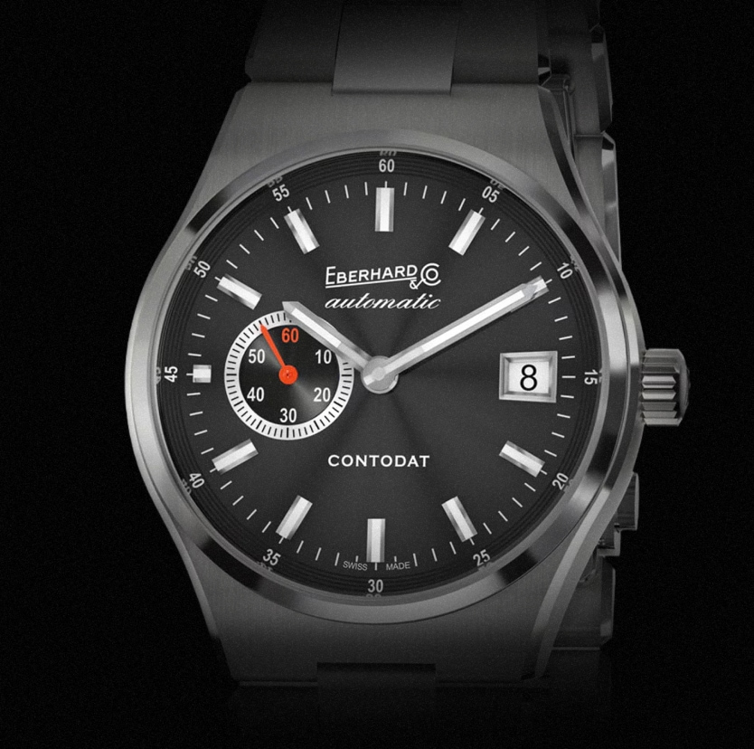 czarna tarcza zegarka męskiego marki Eberhard
