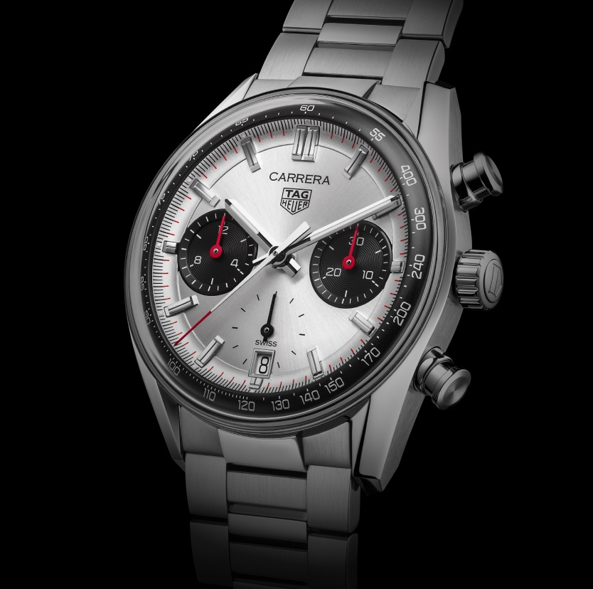 męski zegarek TAG HEUER ze srebrną tarczą i bransoletą