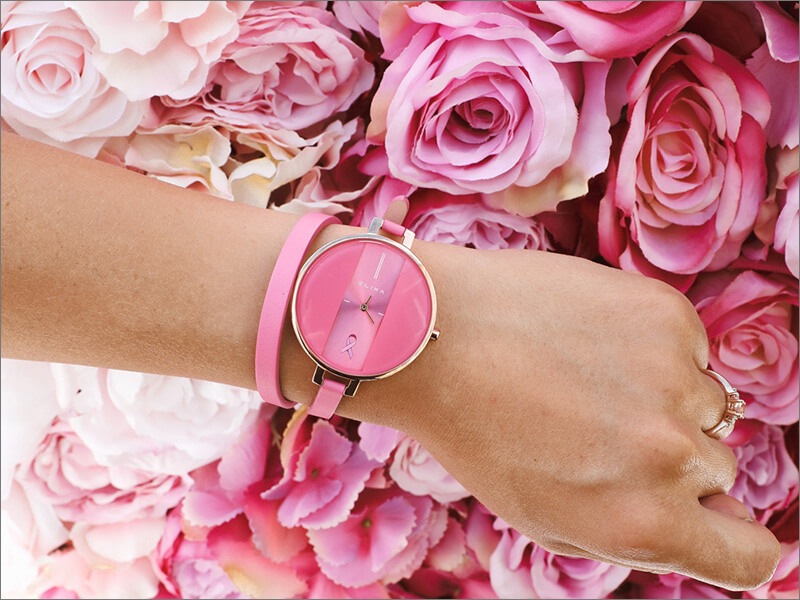 różowy zegarek