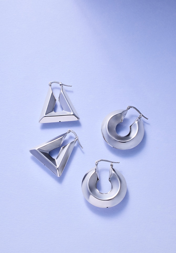 Kolczyki srebrne - koła i trapez