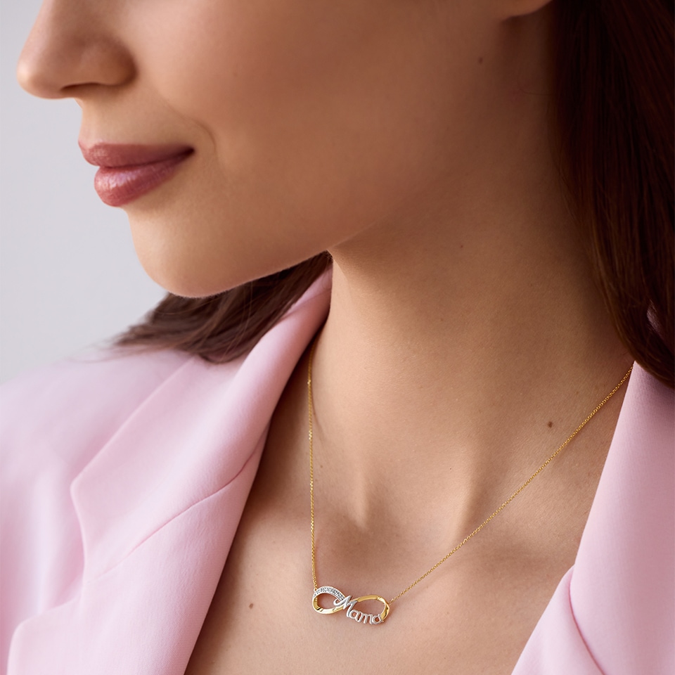 złoty naszyjnik z zawieszką - nieskończoność