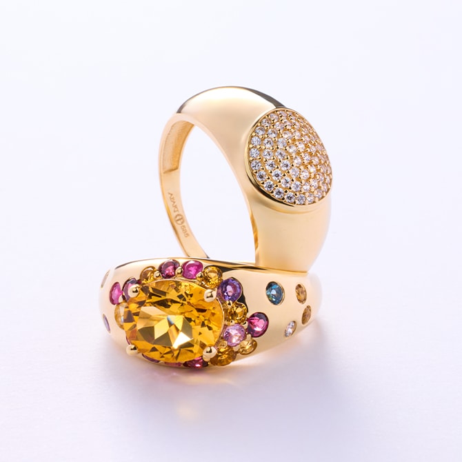 Pierścionki złote z kolorowymi kamieniami