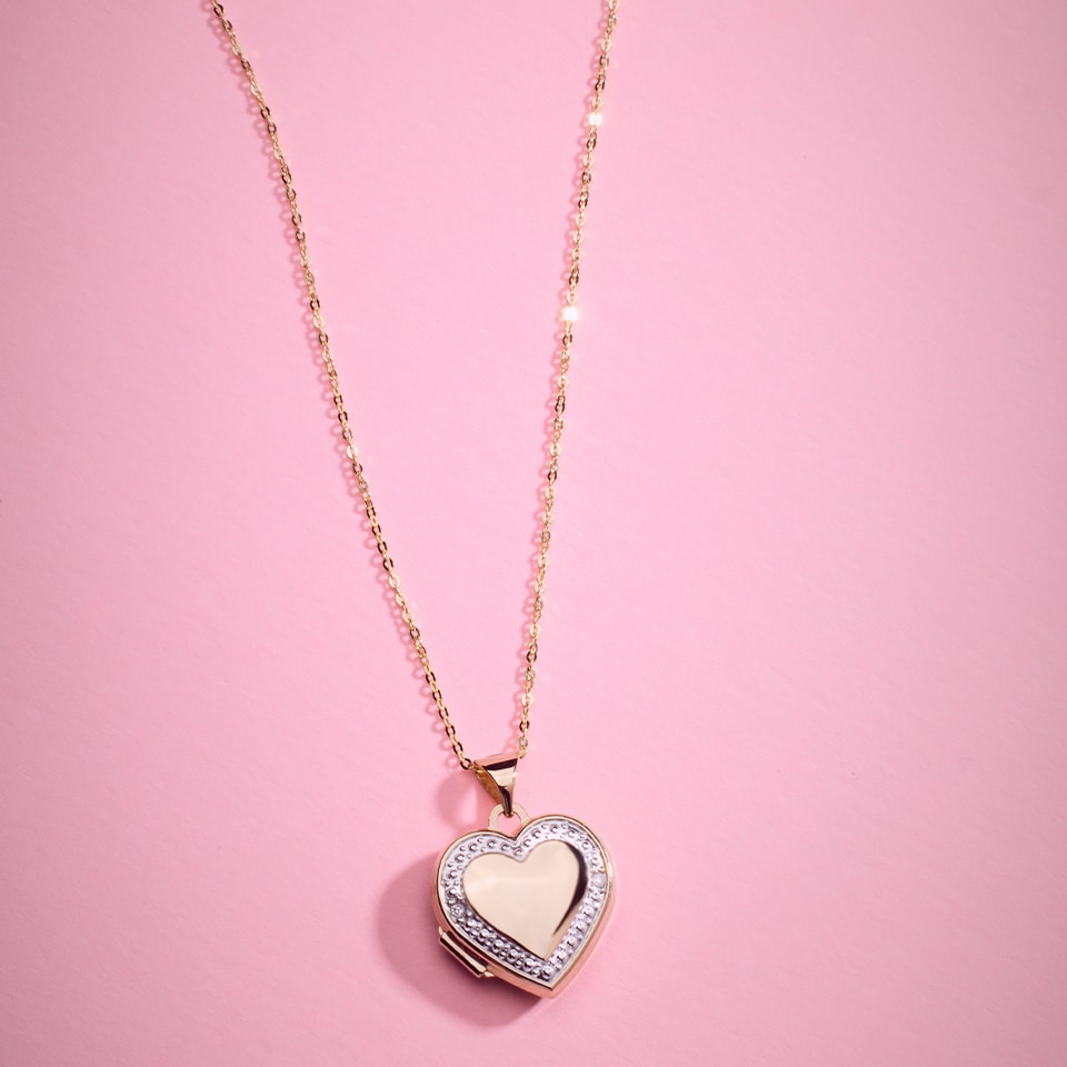 złoty łańcuszek z zawieszką - złote serce z cyrkoniami