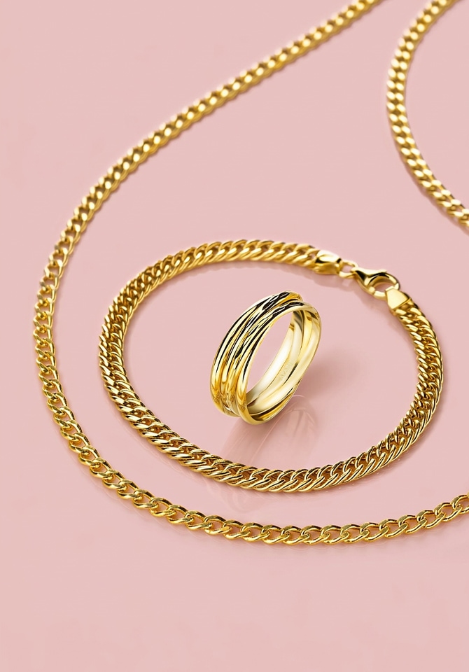 Złoty naszyjnik oraz złoty pierścionek