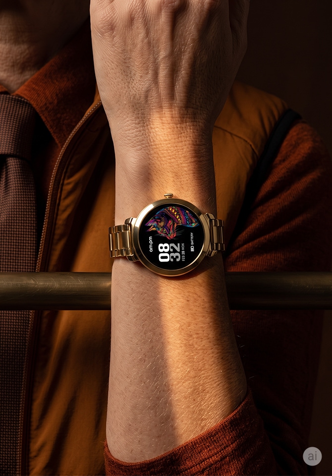 Elegancki smartwatch na nadgarstku mężczyzny podczas ćwiczeń