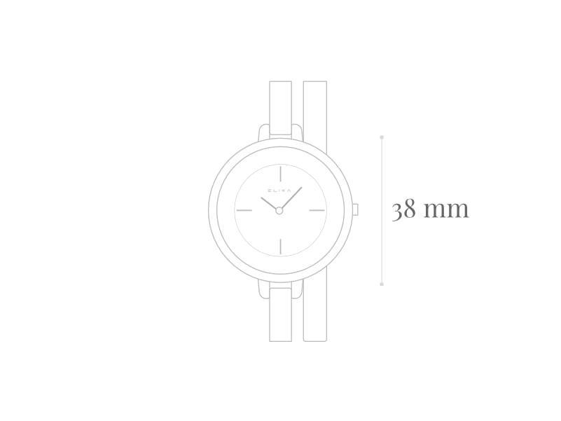 szkic zegarka E063-L192 z wielkością koperty