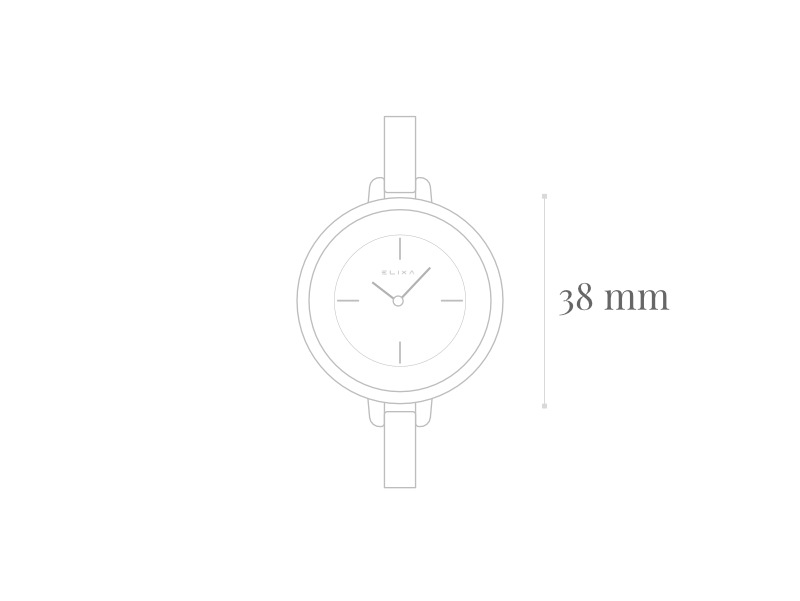 szkic zegarka E063-L206 z wielkością koperty