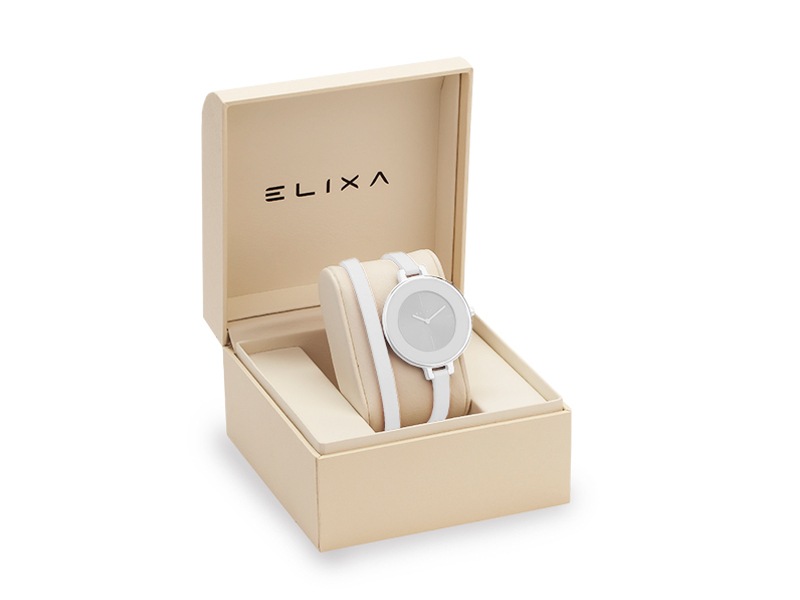 zegarek E063-L194 z białym paskiem w pudełku