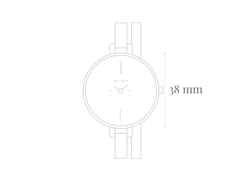 szkic zegarka E069-L235 z wielkością koperty