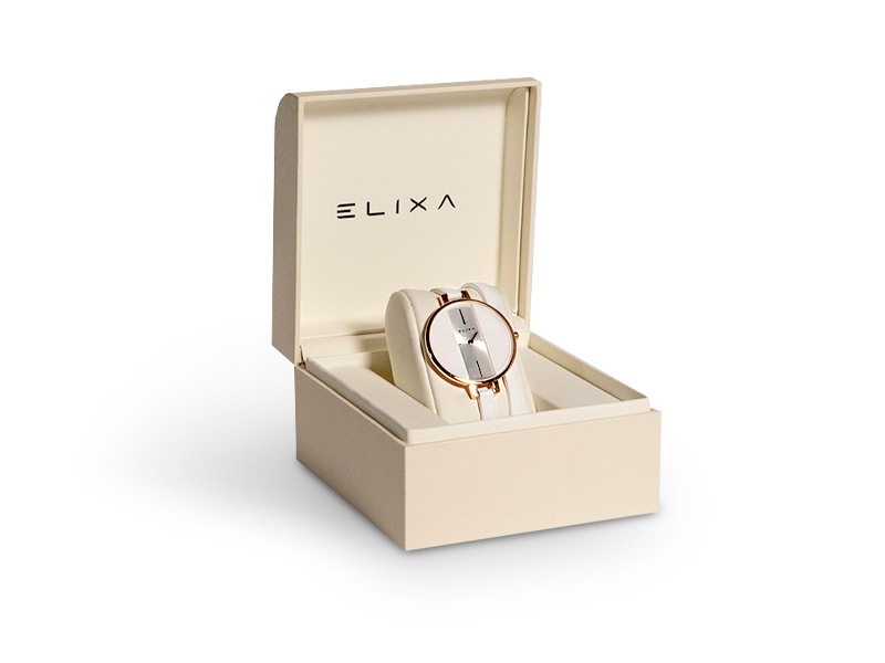 biały zegarek E069-L238 w pudełku
